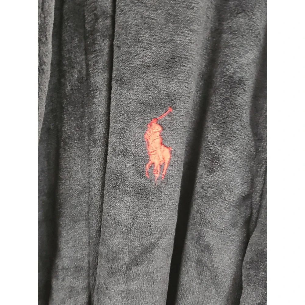 RALPH LAUREN Big Polo Pony Plush Velour Bath Robe Black L/XL NWT